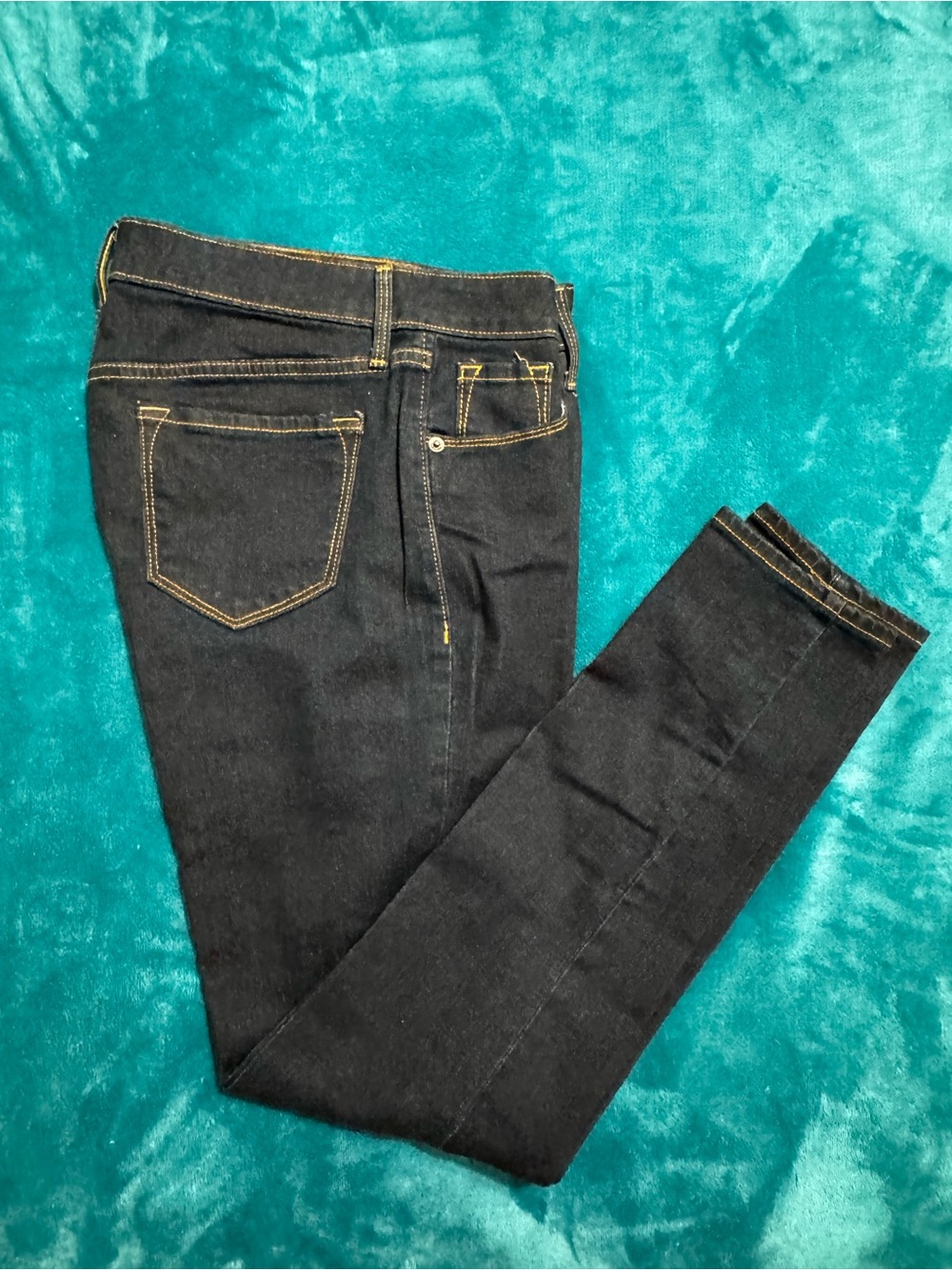 Old Navy Women’s Slim Dark Indigo Jeans with Yellow Stitching